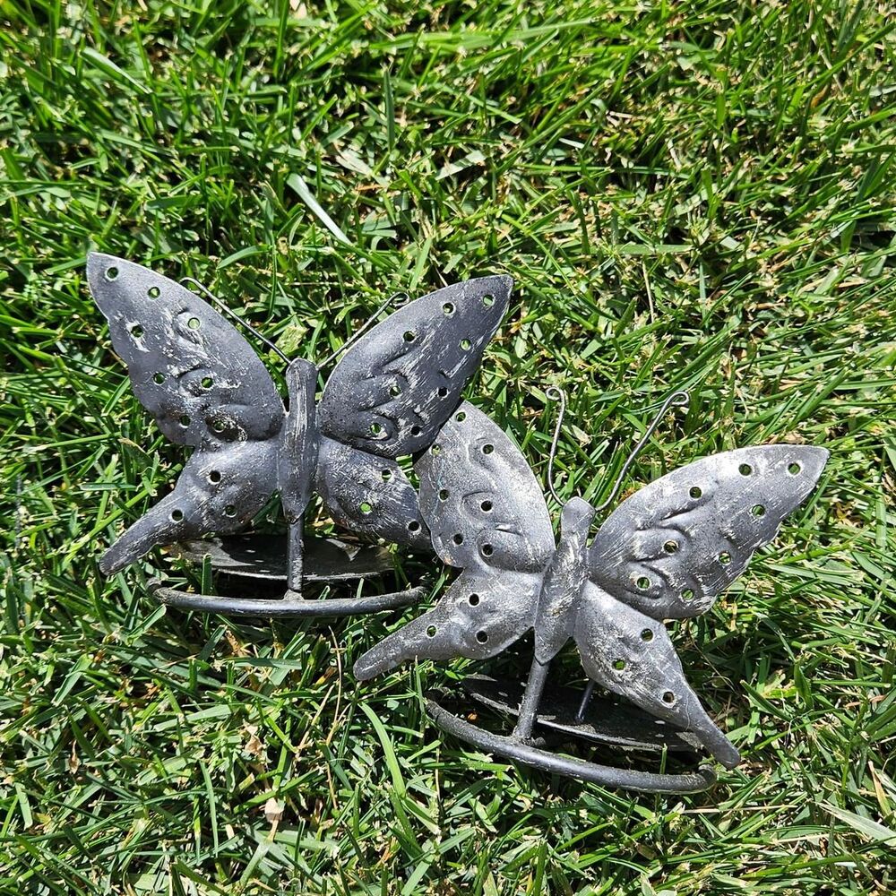 90s y2k whimsigoth fairy black metal butterfly candle holders